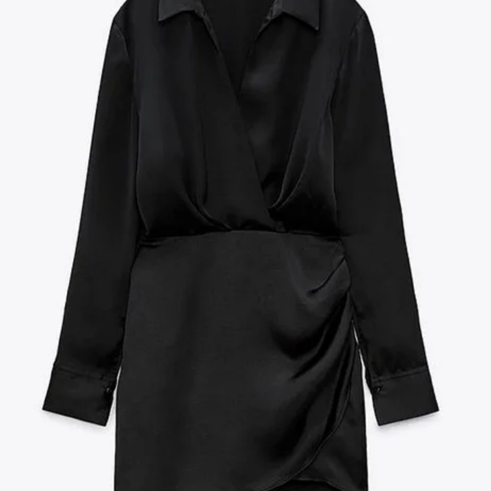 Zara satin black dress